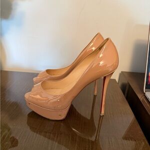 Christian Louboutin Elegant Nude Peep-Toe Heels